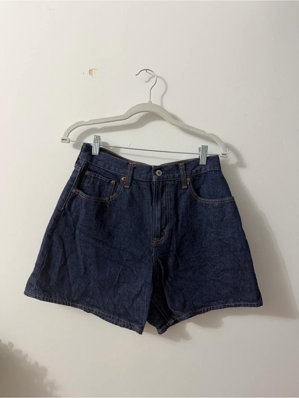 Dark Blue Denim High-Waist Women's Shorts